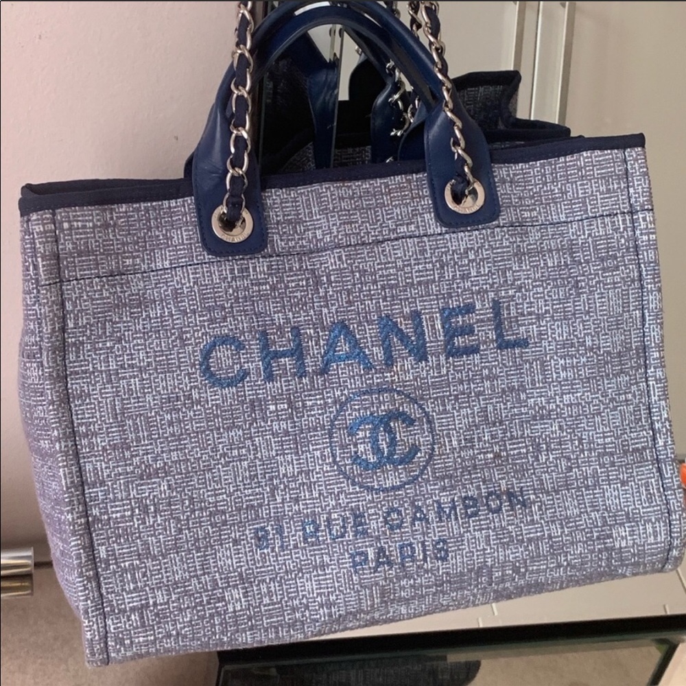 Chanel deauville tote blue